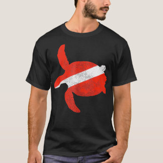 Sea Turtle Dive Flagga Dyka Älskare T Shirt