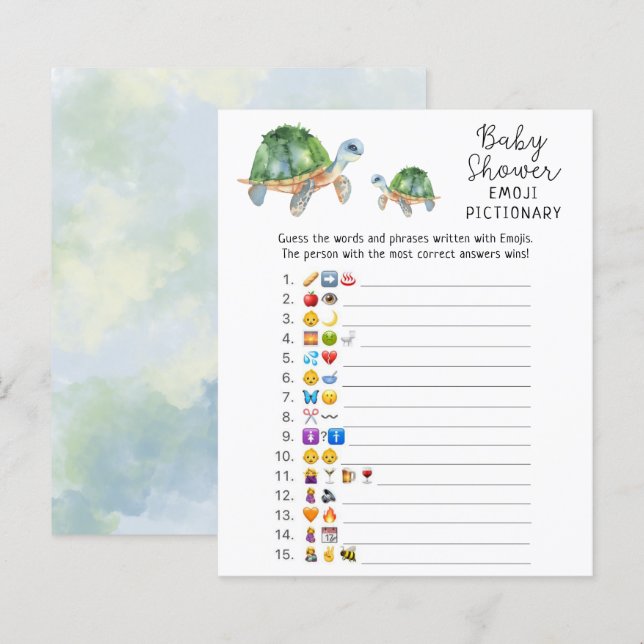 Sea Turtle - Emoji bild-babydusch (Fram/baksida)