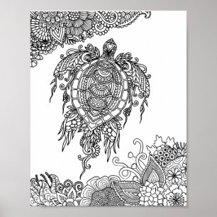 Sea Turtle - Färg Din egen konst Poster