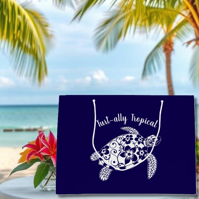 Sea Turtle-Fisherman Core-Hawaiian-Mörk blått (Gift bag-Sea Turtle-Fisherman Core-Hawaiian-Tropical-Dark Blue)