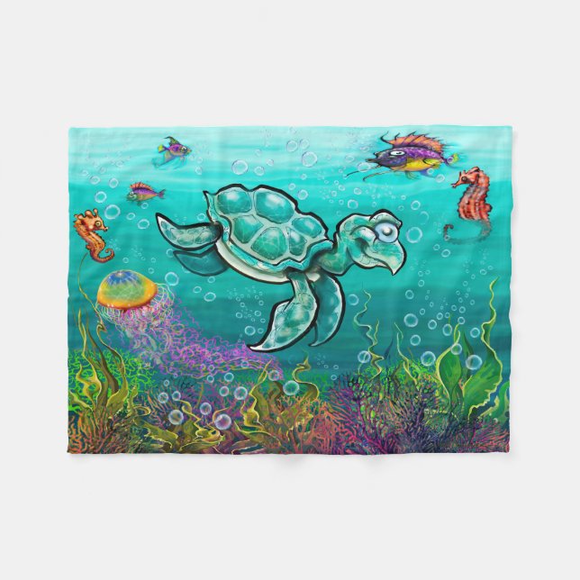 Sea Turtle Fleece Blanket (Framsidan (Horisontell))