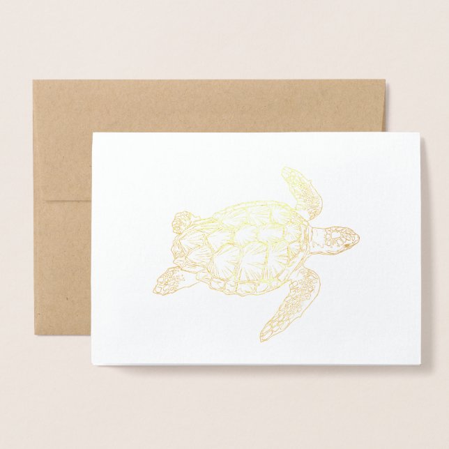 Sea Turtle Folierat Kort (Framsida med kuvert)