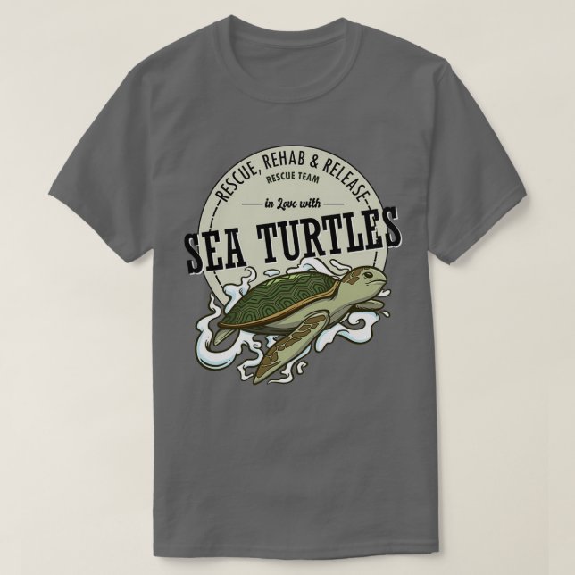 Sea Turtle för ett Rädding Team T Shirt (Design framsida)