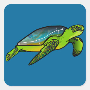 Sea Turtle Fyrkantigt Klistermärke
