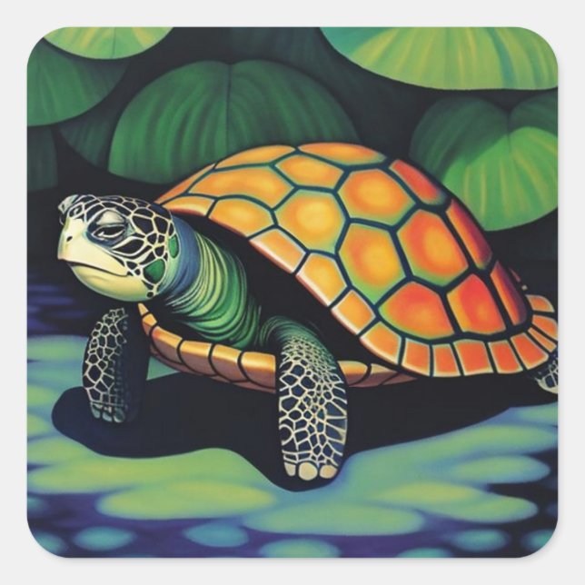 Sea Turtle Fyrkantigt Klistermärke (Framsida)