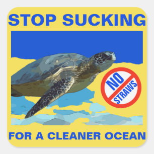 SEA TURTLE FYRKANTIGT KLISTERMÄRKE