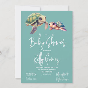 Sea Turtle Gender Neutral Boho Leksaker Baby Showe Inbjudningar