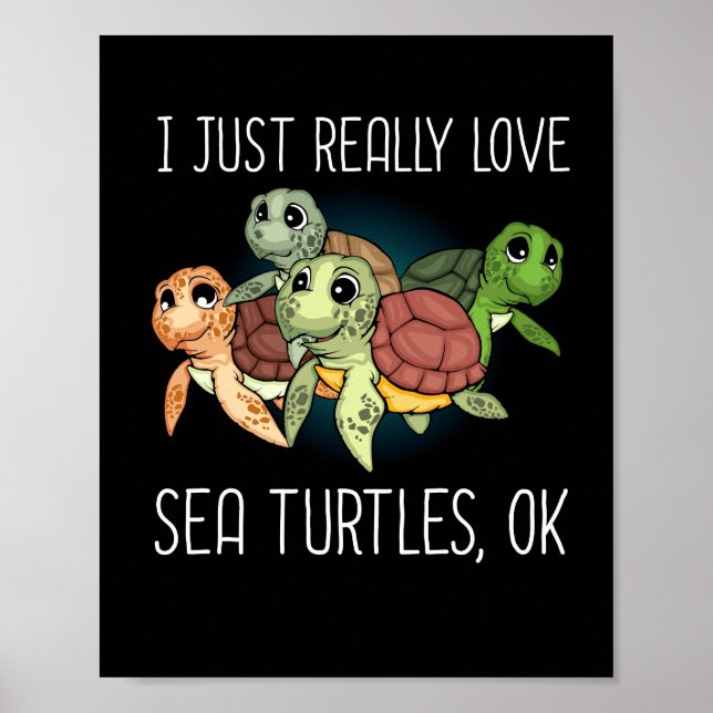 Sea Turtle Gift Kids Women Underwater Sea Turtles Poster (Framsidan)