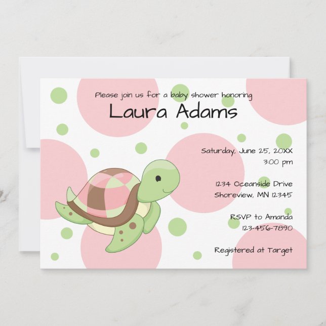 Sea Turtle Girl Baby Shower-inbjudningar Inbjudningar (Framsida)