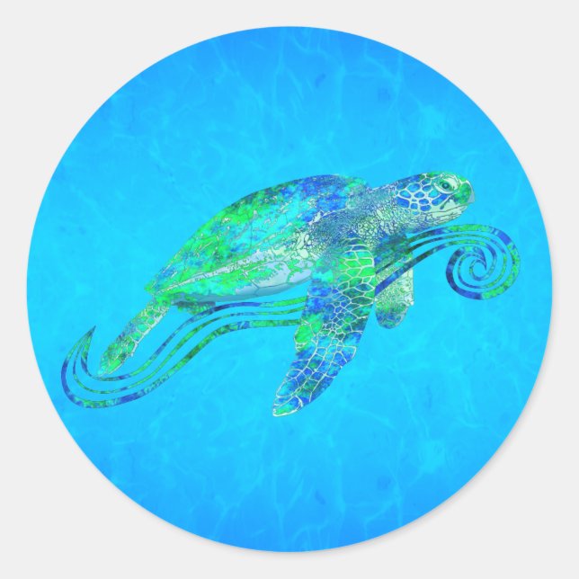 Sea Turtle Graphic Runt Klistermärke (Framsida)