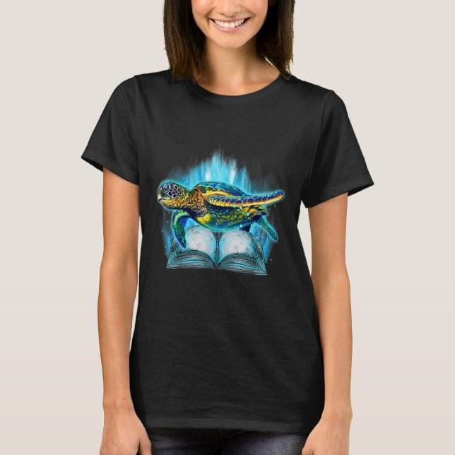 Sea Turtle Graphic Sommarläsning Ocean T Shirt (Framsida)