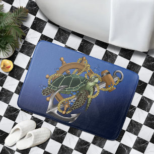 Sea Turtle Grönt Blue Badrumsmatta