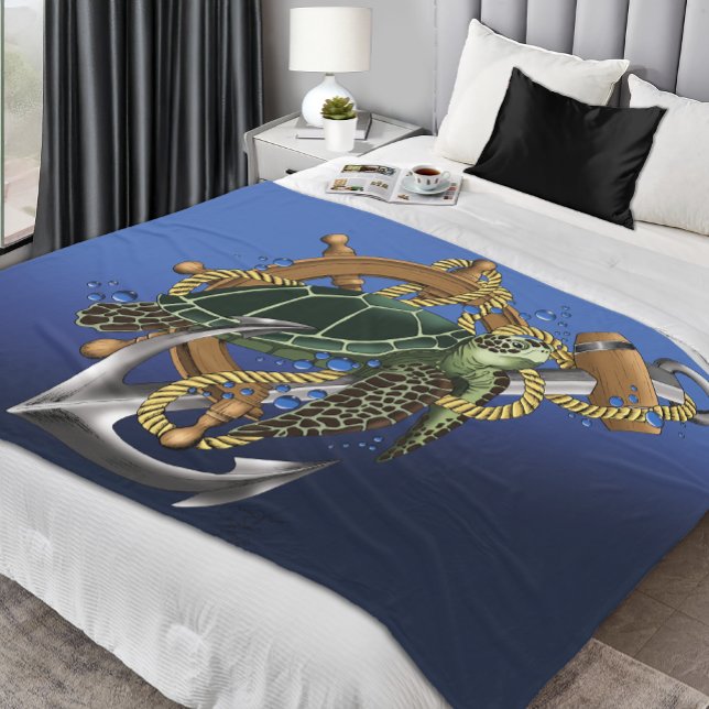 Sea Turtle Grönt Blue Fleecefilt (Skapare uppladdad)