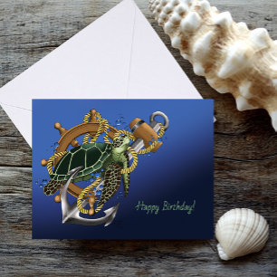 Sea Turtle Grönt Blue Kort