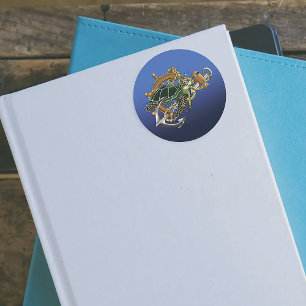 Sea Turtle Grönt Blue Runt Klistermärke