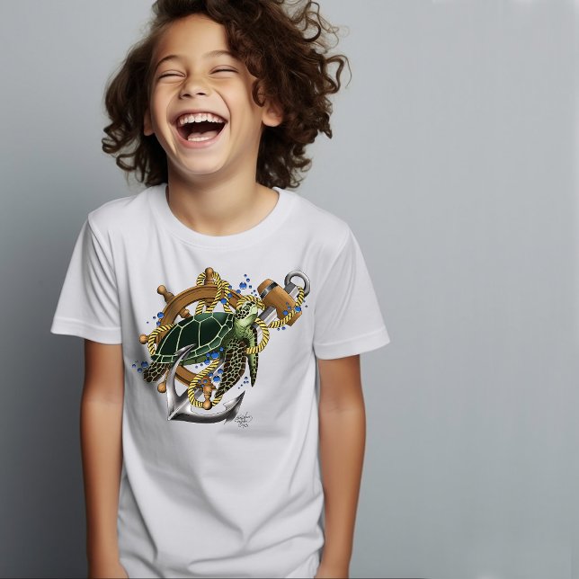 Sea Turtle Grönt Blue T Shirt (Skapare uppladdad)