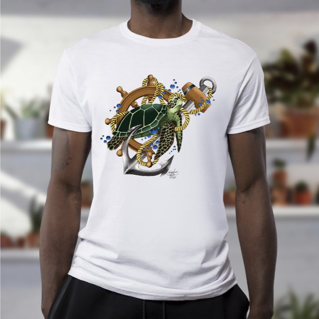 Sea Turtle Grönt Blue T Shirt (Skapare uppladdad)