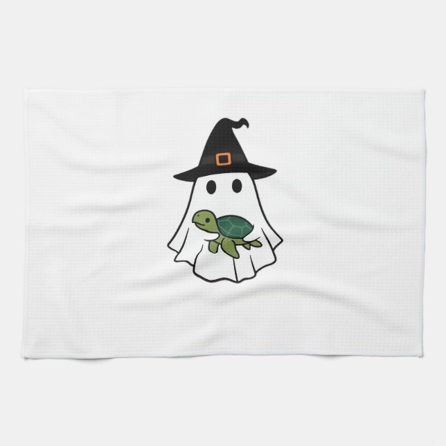 Sea Turtle Halloween Ghost Witch Hat Animal Lovers Kökshandduk (Horisontell)