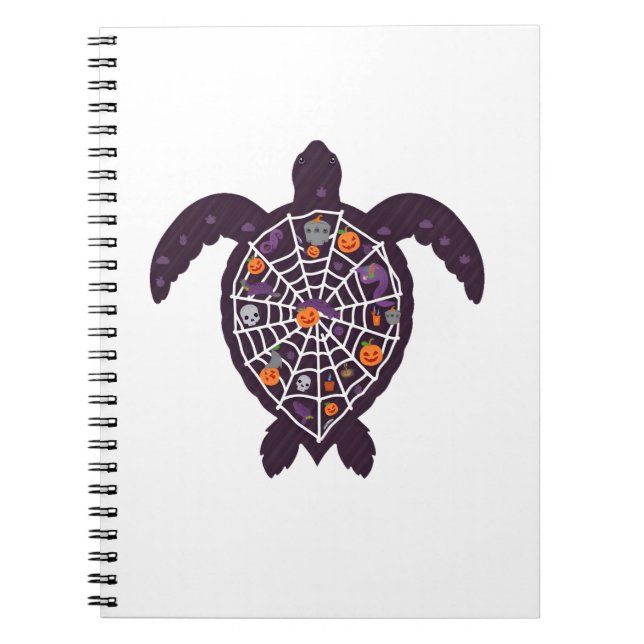 Sea Turtle Halloween Spider-web Pumpkin Ghost Hall Anteckningsbok (Framsidan)