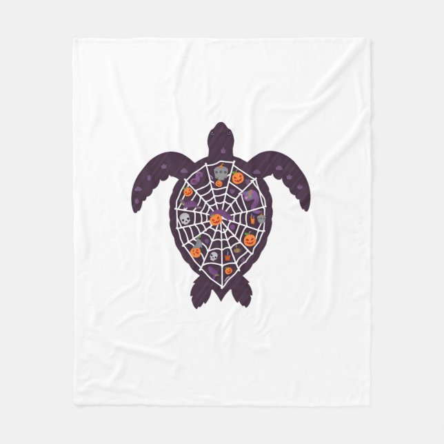 Sea Turtle Halloween Spider-webben Pumpkin Ghost H Fleecefilt (Framsidan)