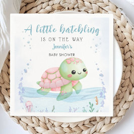 Sea Turtle Hatchling Girl Baby Shower Pappersserve Pappersservett