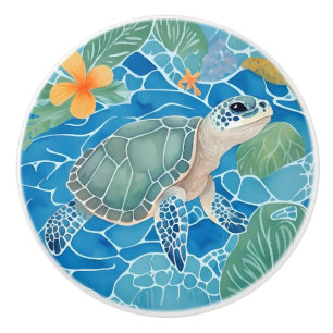 Sea Turtle Höger Facean Life Blue Knopp