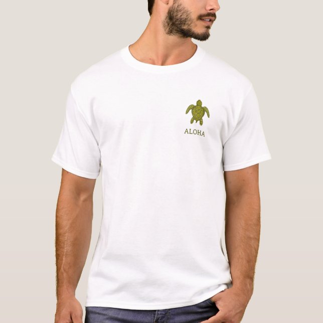 Sea Turtle (Honu) Aloha Hawaiian - Grönt Över Lämn T Shirt (Framsida)