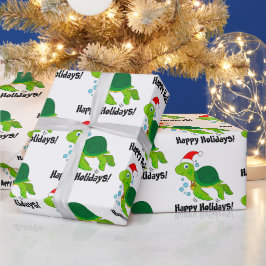 Sea Turtle in a Santa Hat Glad helg T-Shirt Presentpapper
