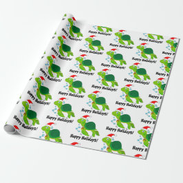 Sea Turtle in a Santa Hat Glad helg T-Shirt Presentpapper
