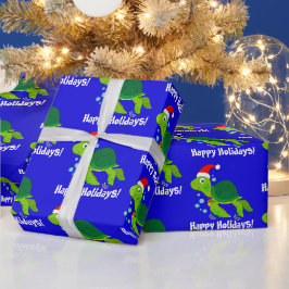 Sea Turtle in a Santa Hat Glad helg T-Shirt W Presentpapper
