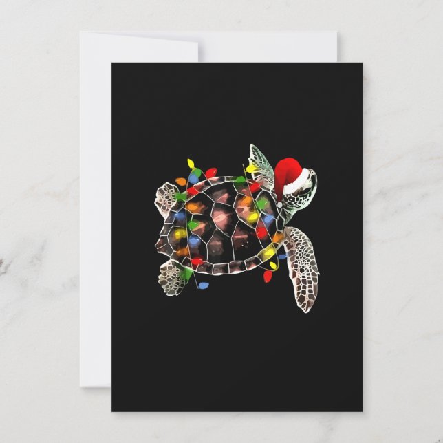 Sea Turtle jul Ljus Funny Santa Hat Merry Inbjudningar (Framsida)