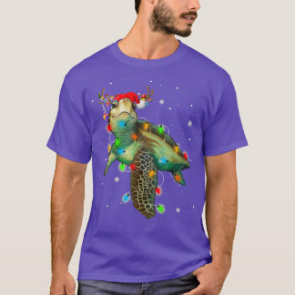 Sea Turtle jul Ljus Funny Santa Hat Merry T Shirt