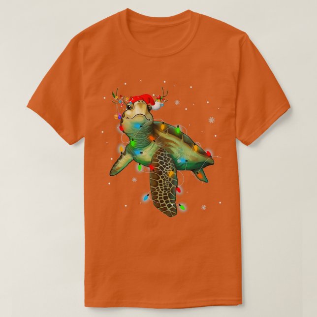 Sea Turtle jul Ljus Funny Santa Hat Merry T Shirt (Design framsida)