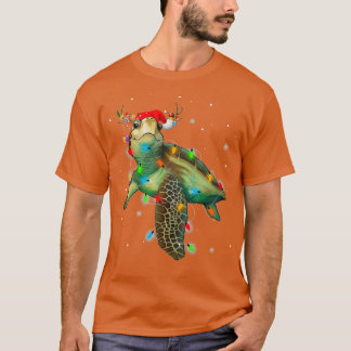 Sea Turtle jul Ljus Funny Santa Hat Merry T Shirt