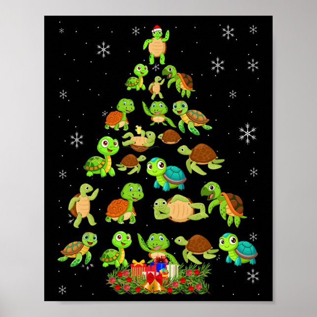 Sea Turtle Julgran Matching Family Julafton Tre Poster (Framsidan)