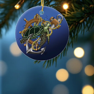 Sea Turtle Julgransprydnad Keramik