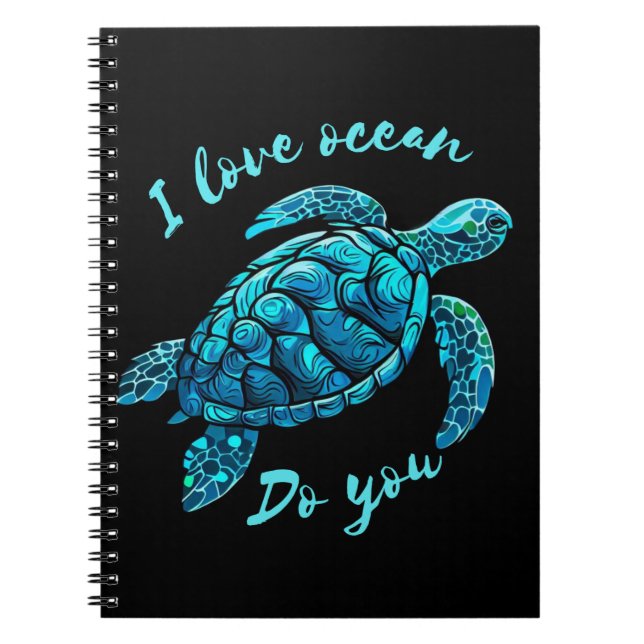 Sea Turtle kärlek Ocean Anteckningsbok (Framsidan)