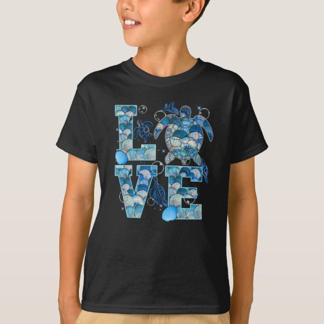 Sea Turtle Kärlek Shirt Ocean Beach Djur älskare T (Framsida)