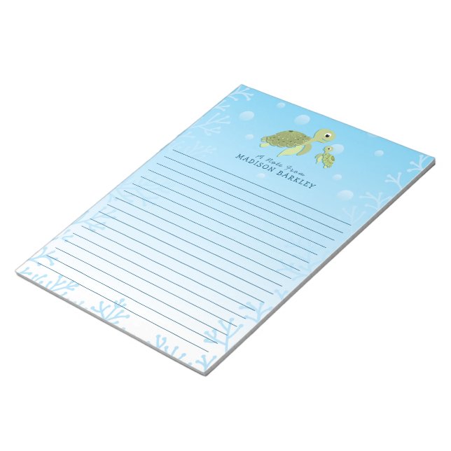 Sea Turtle Kid Cute Ocean Stationary Anteckningsbl Anteckningsblock (Vinklad)