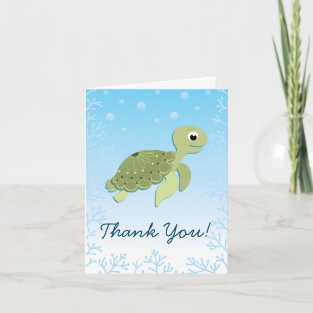 Sea Turtle Kid Cute Ocean Tack Stationary Anteckningskort (Framsida)
