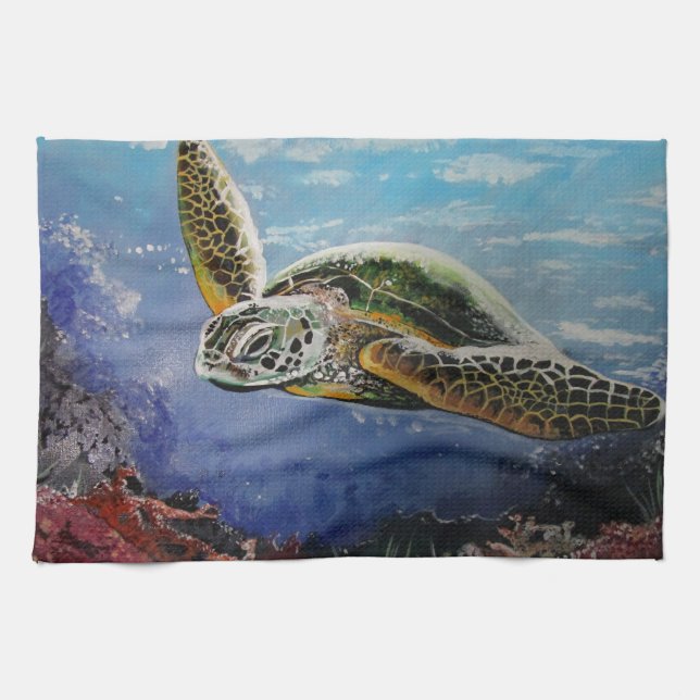 Sea Turtle Kökshandduk (Horisontell)