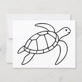 Sea Turtle Line Art - minimalistisk Marine Animal Vykort