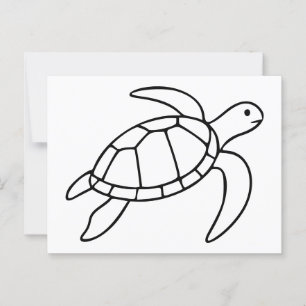 Sea Turtle Line Art - minimalistisk Marine Animal Vykort