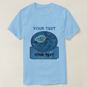 Sea Turtle Loggerhead Blå T-shirt-mall T-shirt
