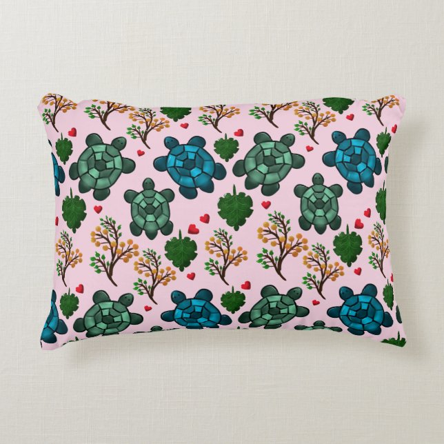 Sea Turtle Lover Gift, Cute Turtle Pattern, Marine Prydnadskudde (Framsidan)