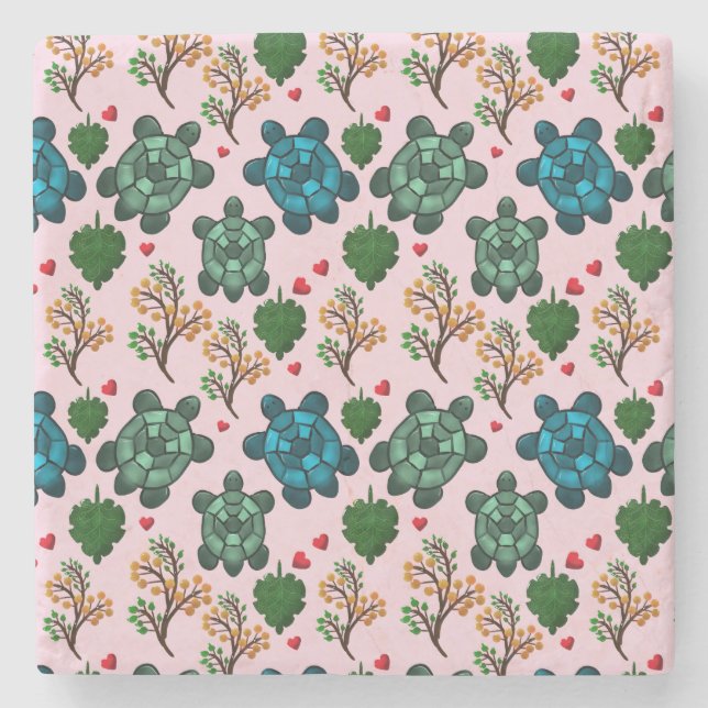 Sea Turtle Lover Gift, Cute Turtle Pattern, Marine Stenunderlägg (Framsidan)
