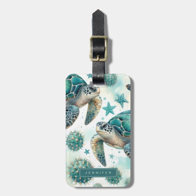 Sea Turtle Luggage Tag Bagagebricka (Vertikal Framsida)