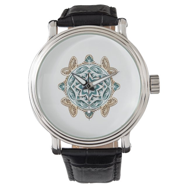 Sea Turtle Mandala Art Armbandsur (Framsida)