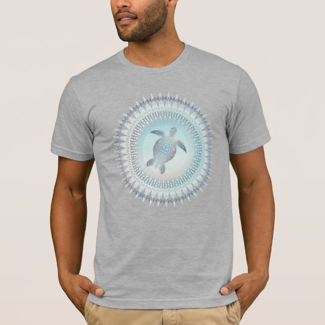 Sea Turtle Mandala Beach Stil T Shirt (Framsida)