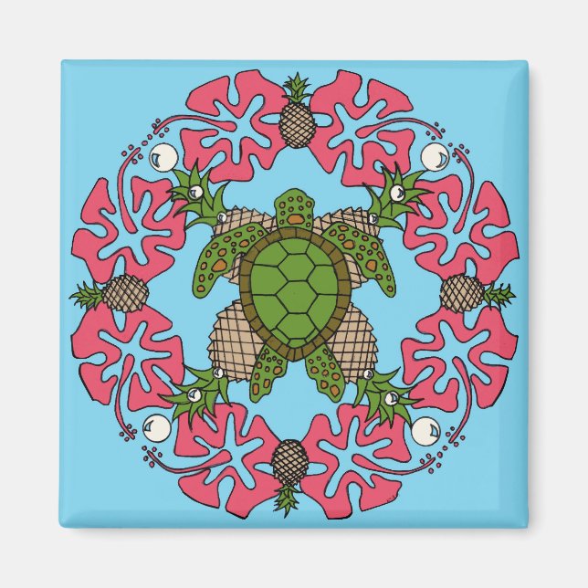 Sea Turtle Mandala- Magnet (Framsidan)